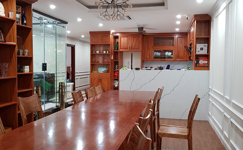 Thi công phào chỉ PU công trình anh Khắc Anh - chung cư Hòa bình Green