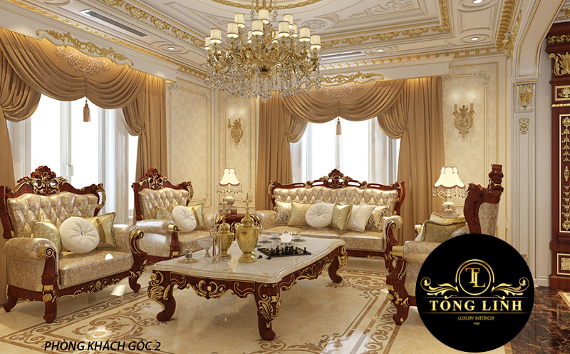 Thi công phào chỉ PU dát vàng biệt thự ANh Sơn 2 