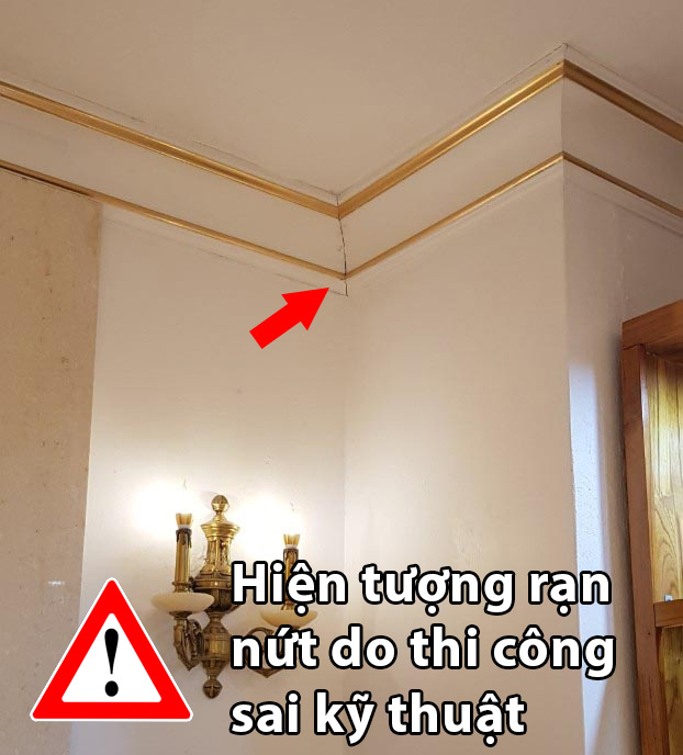 Nứt phào chỉ PU do thi công sai kỹ thuật